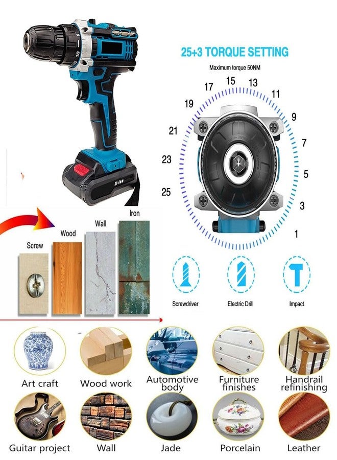MLD Powerful 21v Cordless Drill Machine|3 Function|31Pcs Accessories| 3'' Car Polish Pad For Polishing| Drilling |hammer Drill |Tool kit Set SAK-105(21v/1350 Rpm/Multicolor) - Image 4